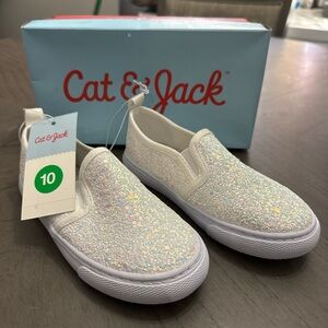 Cat & Jack Kids Glitter Slip-On Sneakers - Cream